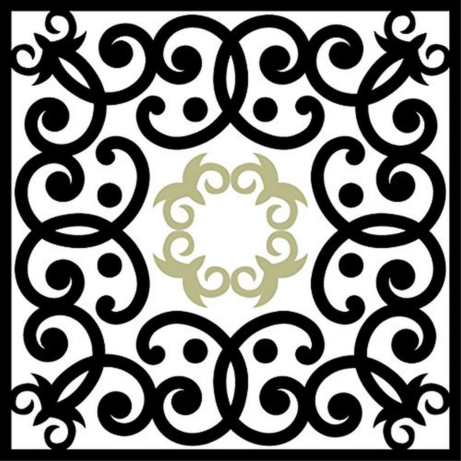 Odhams Press Edwardian Scroll Sage Re-Tile Decal with White Background, 6"