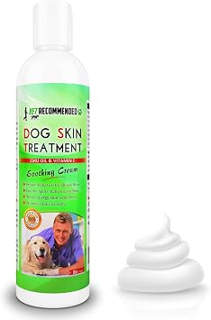 Vet Recommended Dog Dry Skin Cream & Moisturizer - Helps Dog Hair Loss Regrowth - Dry Nose & Cracked Paws - Works with Hot Spots for Dogs - 240ml 8 Oz