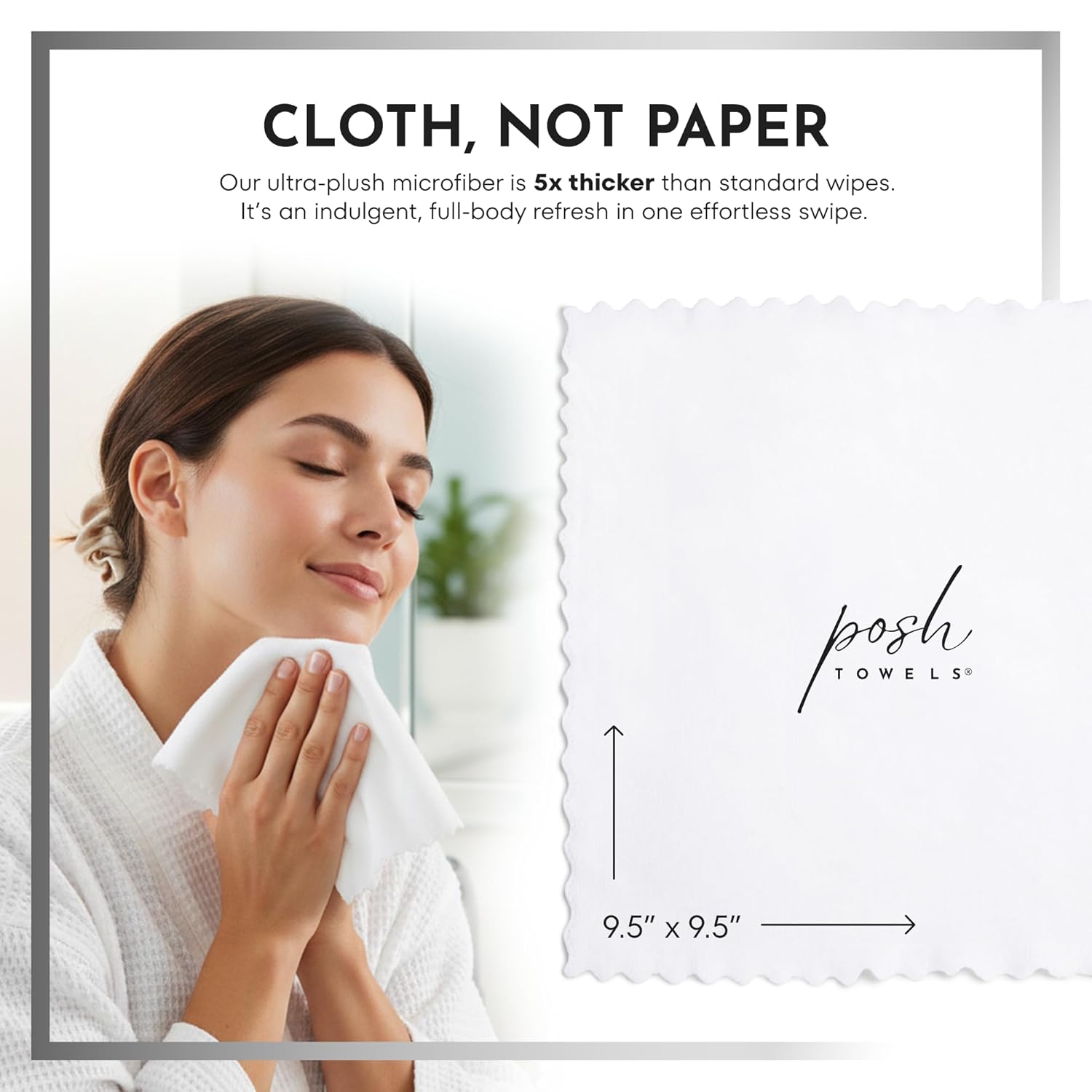 Ultra Premium White Tea Scented Towelettes - 20 Pack Extra Large 9.5" Microfiber Wet Wipes for Golf, Travel & Spa - Individually Wrapped Luxury Refreshing Cloths