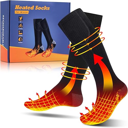 Miniatura 1 de VWMYQ Calcetines térmicos para hombres y mujeres, calcetines de batería eléctrica recargables de 4200 mAh con calefacción de 3 niveles, calentador