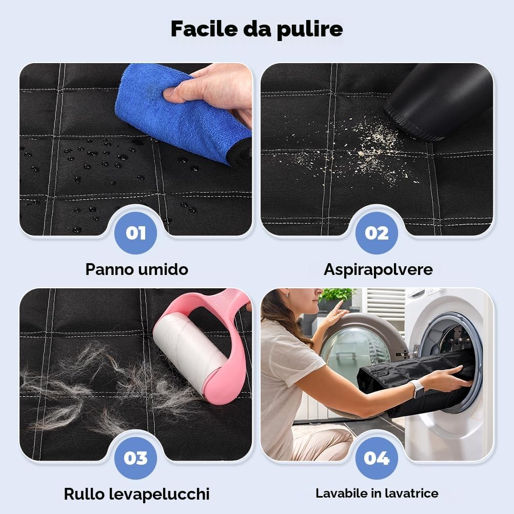 KYG Copertura per cani per sedile posteriore dell'auto 4 in 1, sedile posteriore con protezione laterale, 100% impermeabile, antigraffio e antiscivolo, per auto, camion e SUV, 135 x 147 cm, nero