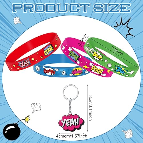 Miniatura 2 de Capoda Juego de 60 pulseras de silicona de héroe, llaveros de piñata para niños, premios de aula, carnaval, bolsas de regalo, recompensas, tema de