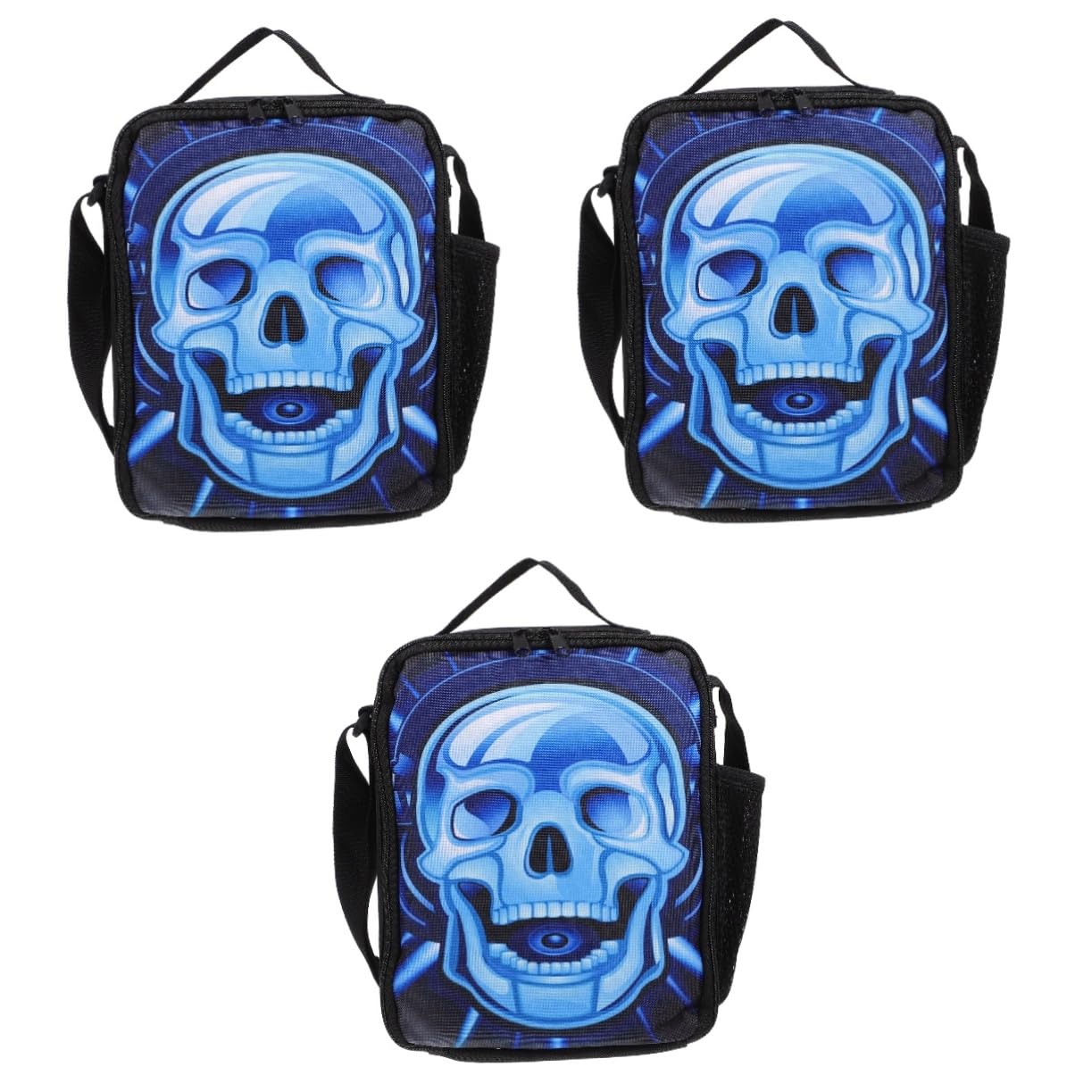 ABOOFAN 3piezas Bolsa De Almuerzo Para Estudiantes Mochila Térmica Diseño De Calavera Para Picnic y Uso Diario Liviana y Resistente Gran Capacidad y Fácil De Transportar