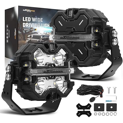 maXpeedingrods 2 X 3.5 Inch Off Road Lights 160W 19200LM, LED Light Bar with 270°Side Shooter,Amber/White DRL for Jeep Trucks SUV Pickup ATV Motorcycles, Spot Light with Black Covers
