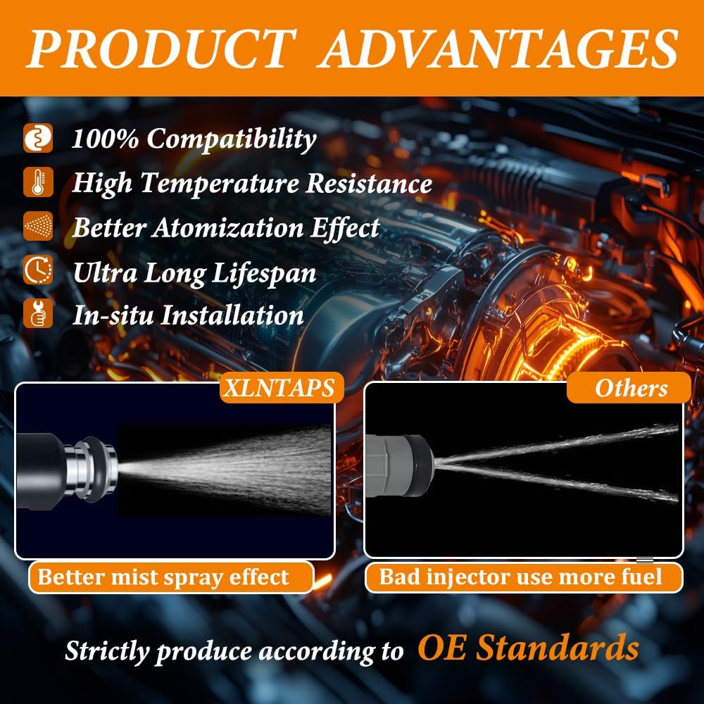 Upgraded 4 Holes Fuel Injectors Fit For Chevy: Silverado/Suburban/Tahoe/Express, For GMC: Sierra/Savana/Yukon, For Cadi Escalade, V8 4.8L/5.3L/6.0L 2010-2017, OEM # 12613411, 217-3411(8 Pcs)