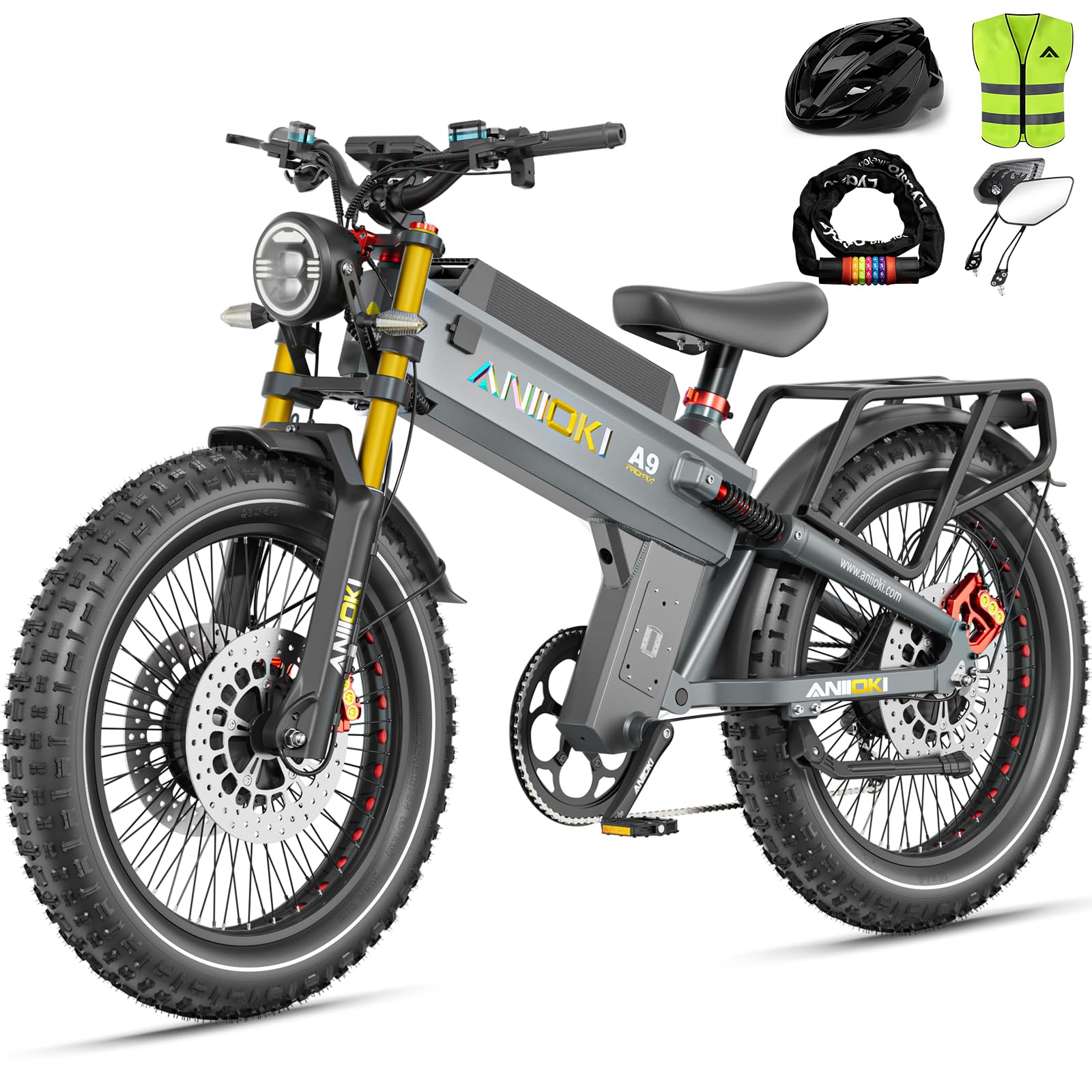 A9 Pro Max Dual Motor Ebike,Electric Bike with 60V 70/80ah Battery,45+ Mph Top Speed, 26 * 4.8" Fat Tire Dirt Bike, 200 Miles Commuting Bike，2025 Upgraded Version