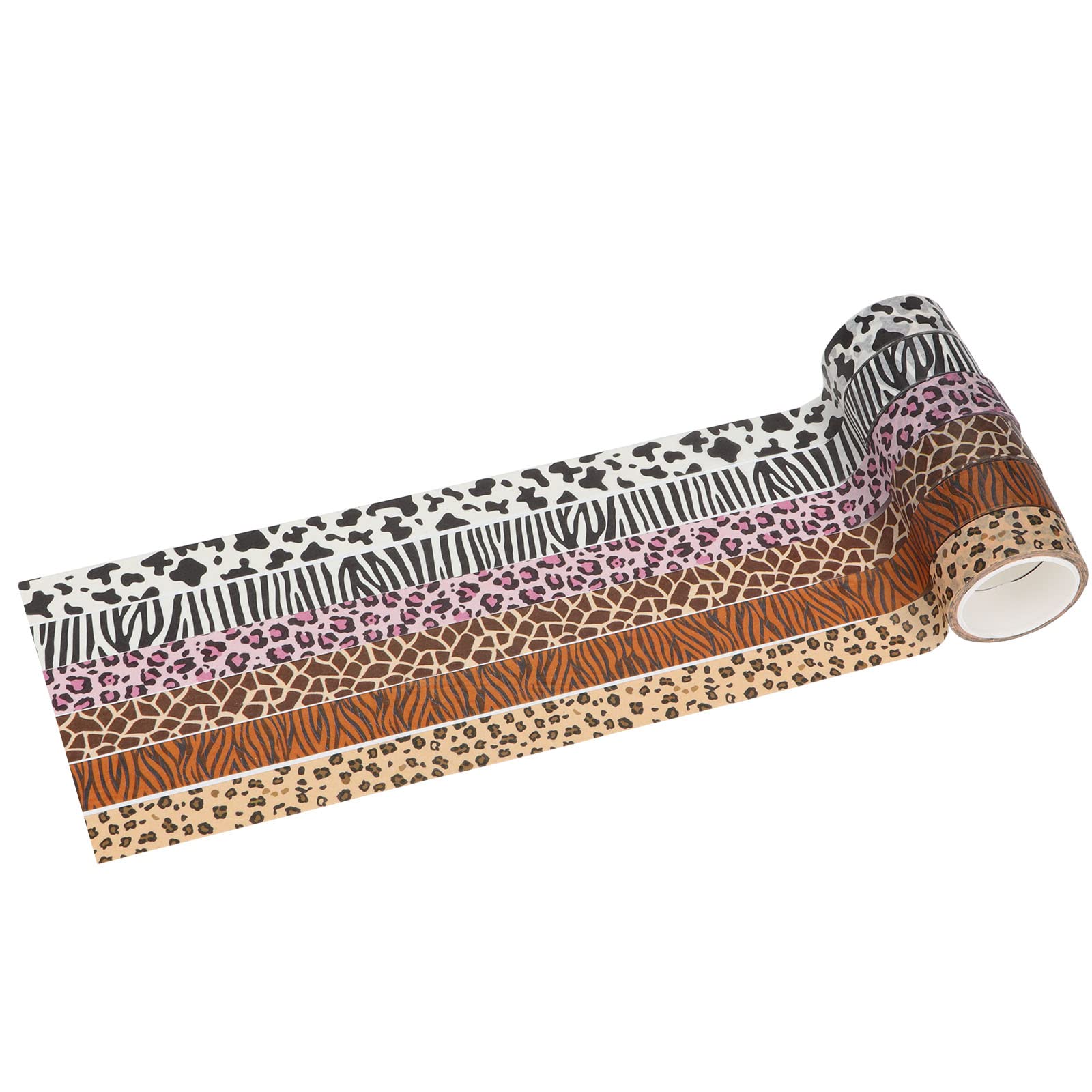 LGEGE Set di 12 rotoli di washi tape set nastro a strisce di animali, larghezza 15