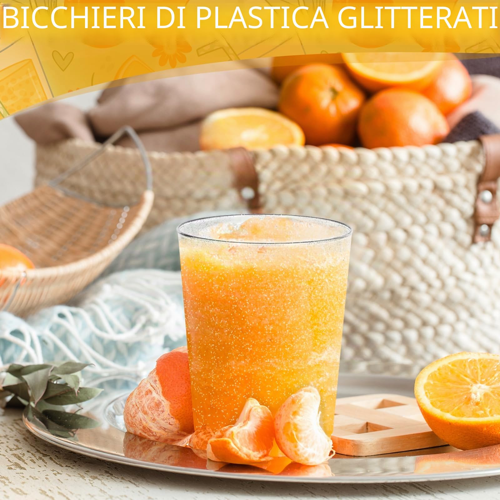 Confezione da 60 bicchieri di 'plastica', 300 ml, in plastica rigida, riutilizzabili, bicchieri da cocktail per beer e bevande, feste, compleanni, matrimoni, Natale, argentati