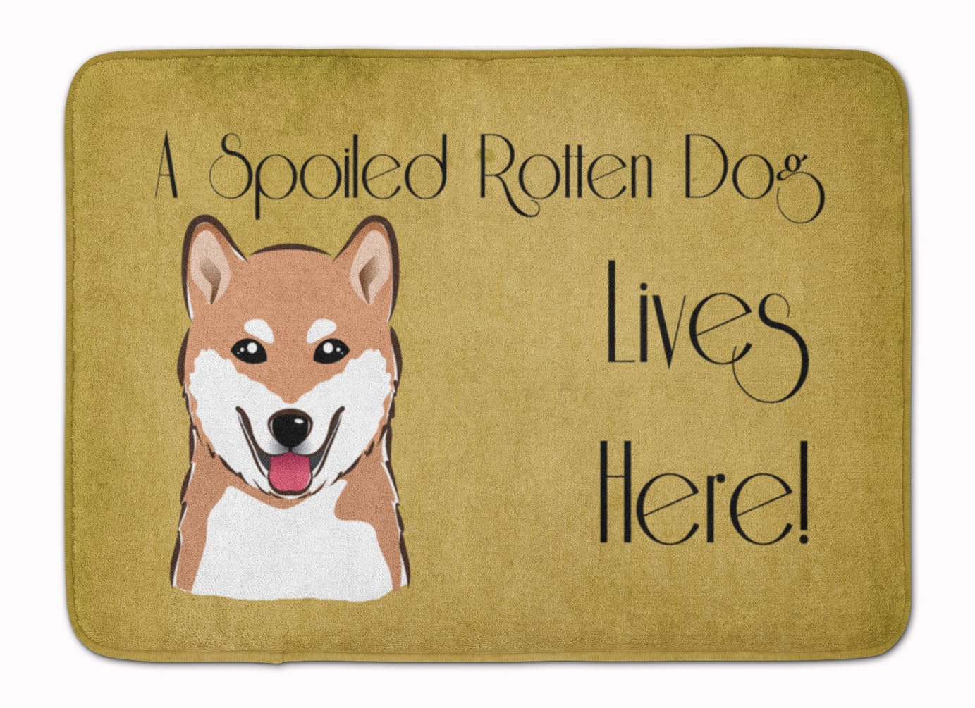 Caroline's Treasures BB1473RUG Shiba Inu Spoiled Dog Lives Here Machine Washable Memory Foam Mat, Bathroom Rug, Non-Slip Bath Mat, Durable Thick Washable Rugs for Kitchen, Bathroom Quick Dry, Decorati