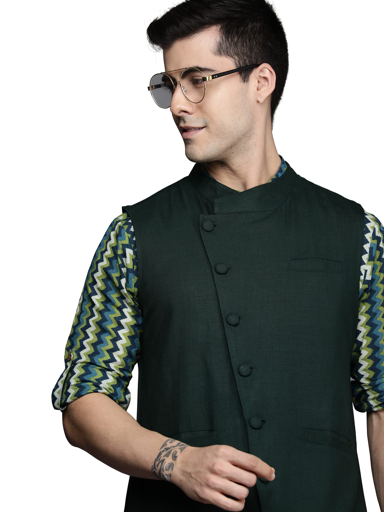 indo era Men's Cotton Blend Solid Ethnic Nehru Jacket (MNJ1GN1118)-picture-46