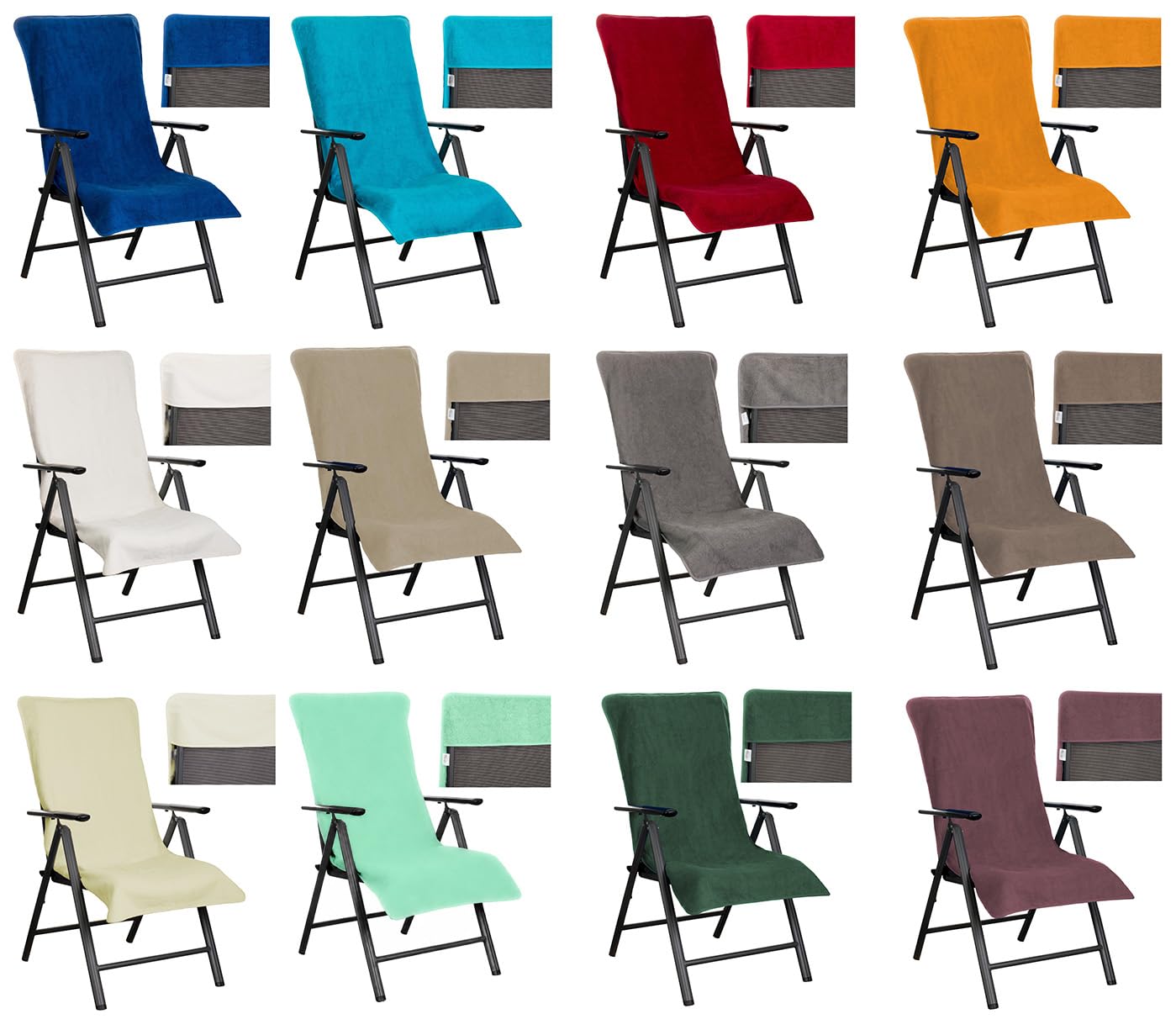 Brandsseller Housse en Éponge pour Chaise de Jardin 65x130 cm – Coussin de Siège d'Extérieur en Coton 100% – Serviette XL Confortable, Antidérapante, Lavable, Certifiée Oeko-Tex – Mûre