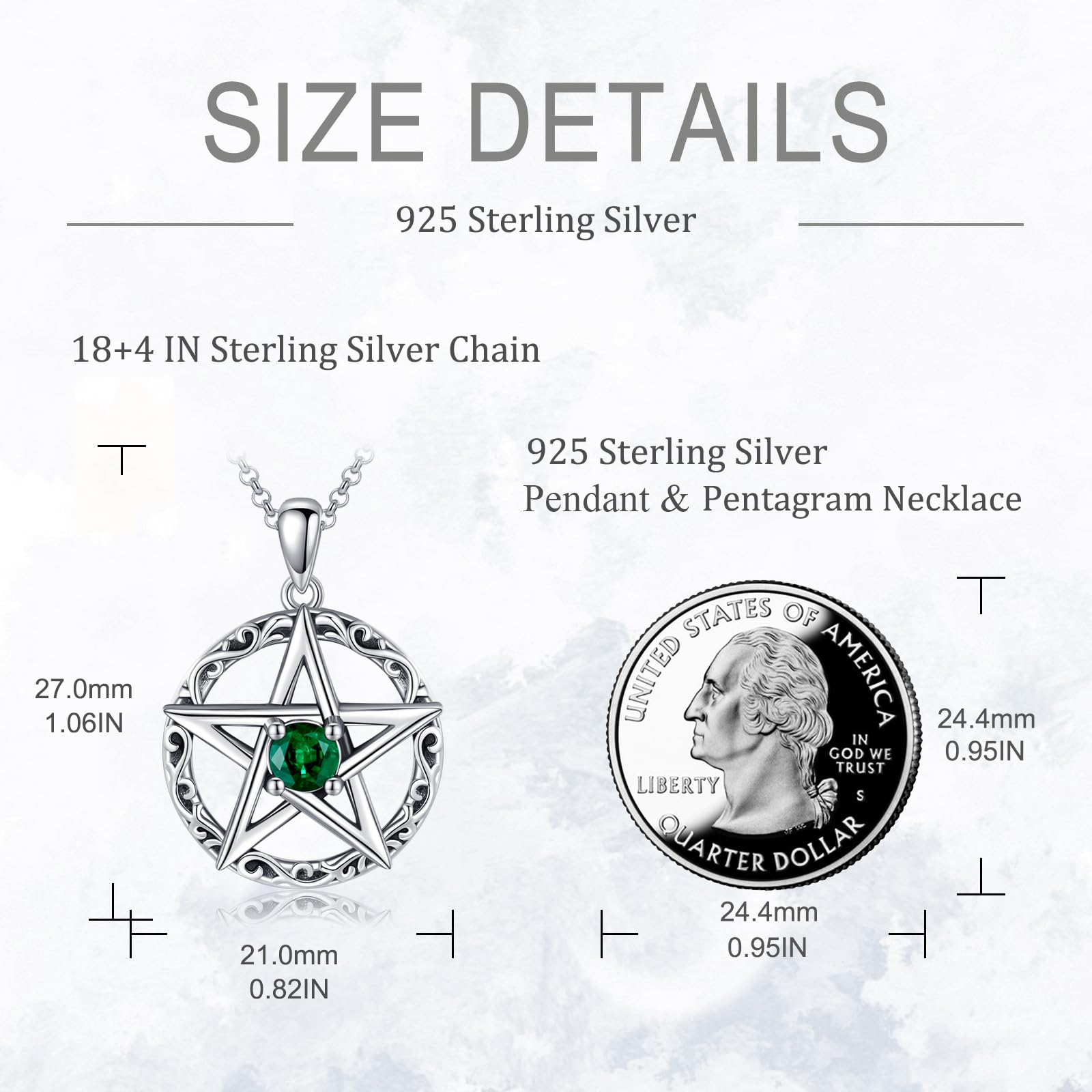 POPLYKE Pentagramm Kette Damen Herren 925 Sterling Silber Pentagramm Anhänger Pentagramm Schmuck