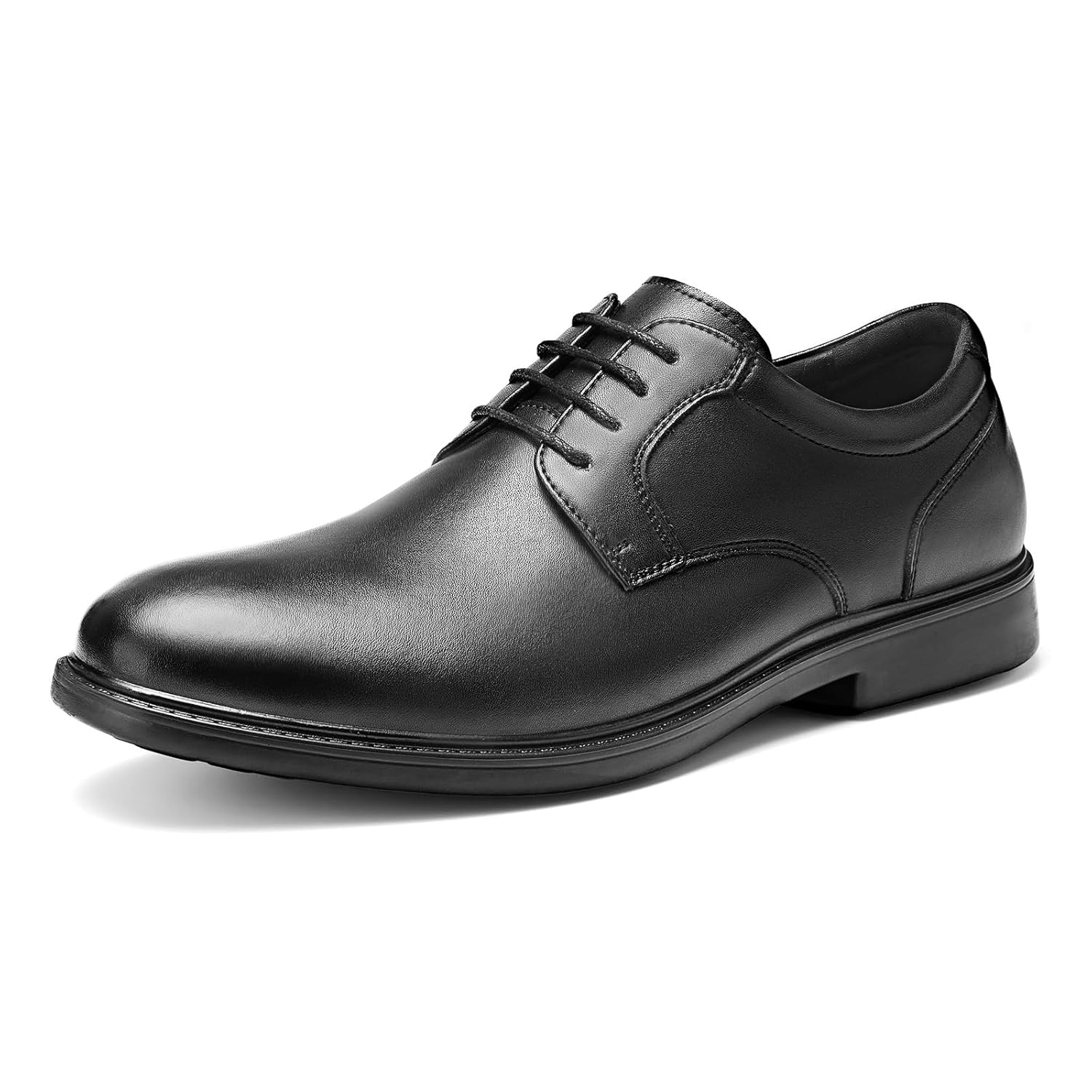 HEEZ Mens Oxford Shoes Split Leather Dress Shoes for Men with Round Teo Classic Lace Up Formal Shoes