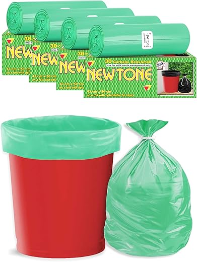 Newtone Premium Garbage Bags Size 17 X 19 Inches (Small) 120 Bags (4 rolls) Dustbin Bag/Trash Bag – Green Color