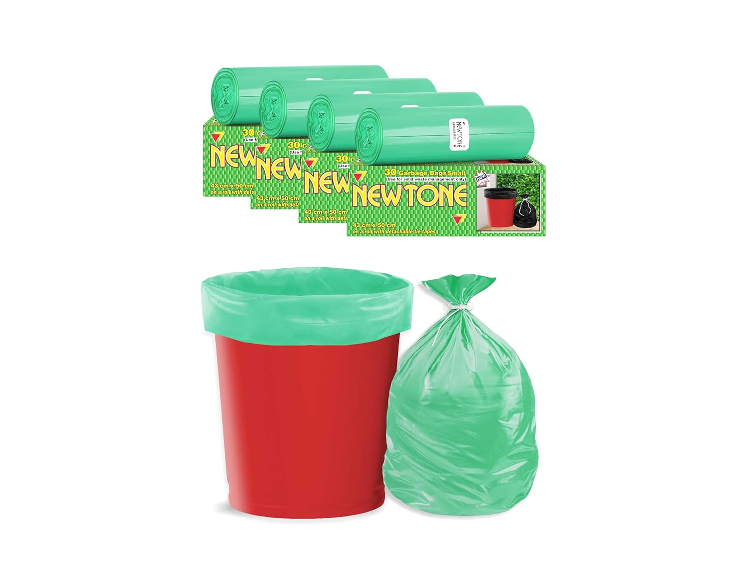 Newton Garbage Bags | Small 17 x 19 inches | 120 Bags (30 Bags X 4 Rolls) | Dustbin/Garbage Bin box packing (Green) – Perforated box for easy delivery Newton Garbage Bags | Small 17 x 19 inches | 120 Bags (30 Bags X 4 Rolls) | Dustbin/Garbage Bin box packing (Green) – Perforated box for easy delivery