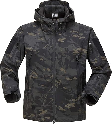 Chaquetas tácticas militares para hombre, chaqueta de invierno cálida con capucha de forro polar para senderismo, caza