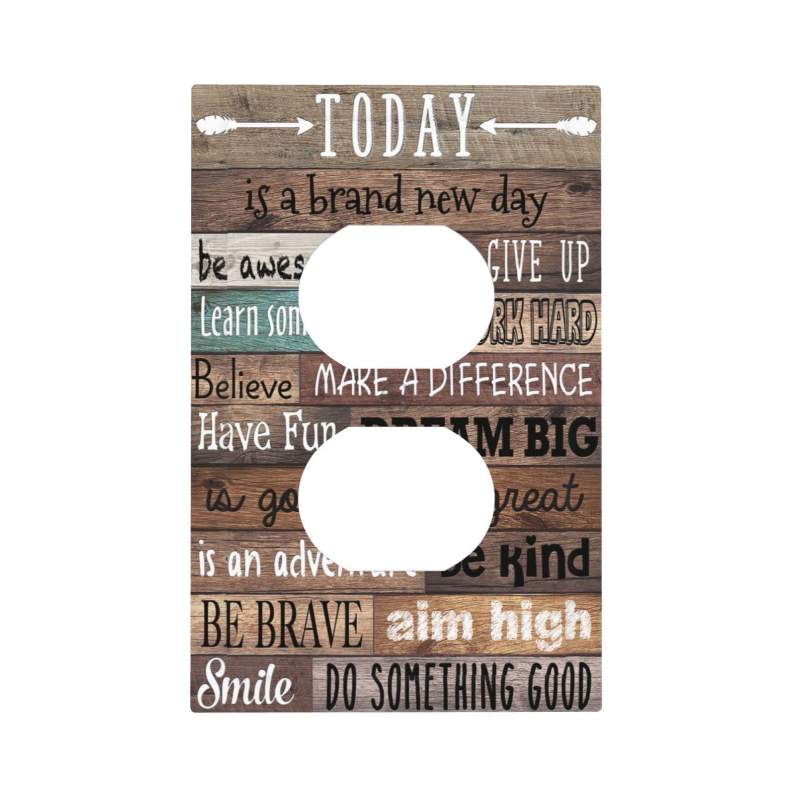 Inspirational Quotes 1 Gang Outlet Covers Duplex Receptacle Wall Plate Decorative Electrical Faceplate Lightswitches Rustic Wood for Barn Door Farmhouse Kitchen Country Chalet Decora