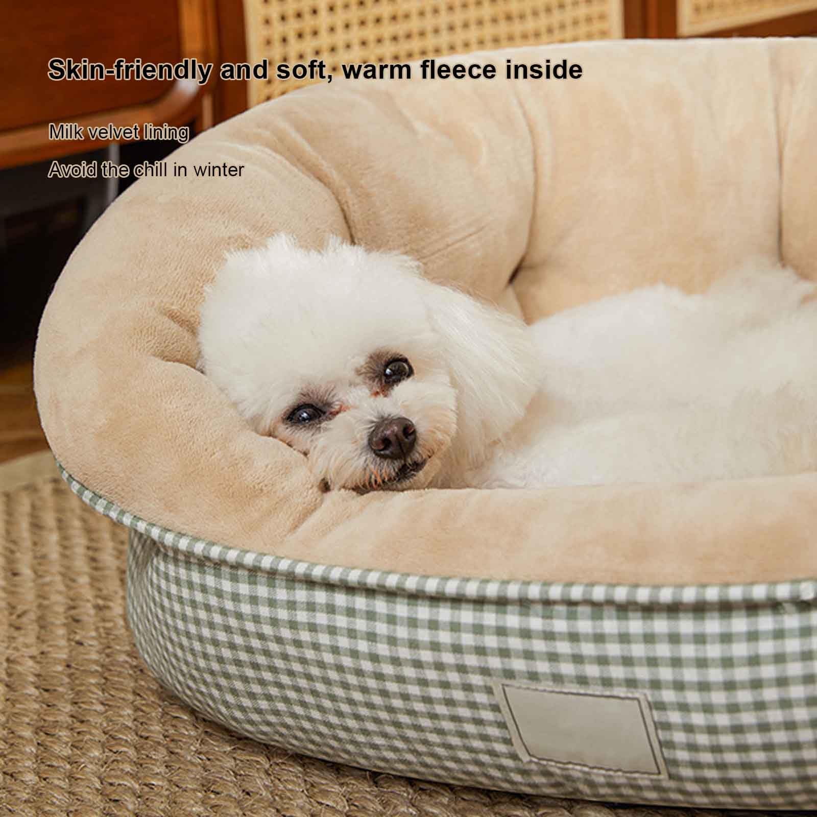 Cuccia Cane Interno, Cuccia Cane Lavabile Morbida E Soffice, Letto per Gatti con Fondo Antiscivolo, Bordi Rialzati, Letto Cane, per Gatti Cani Piccoli,Giallo,L