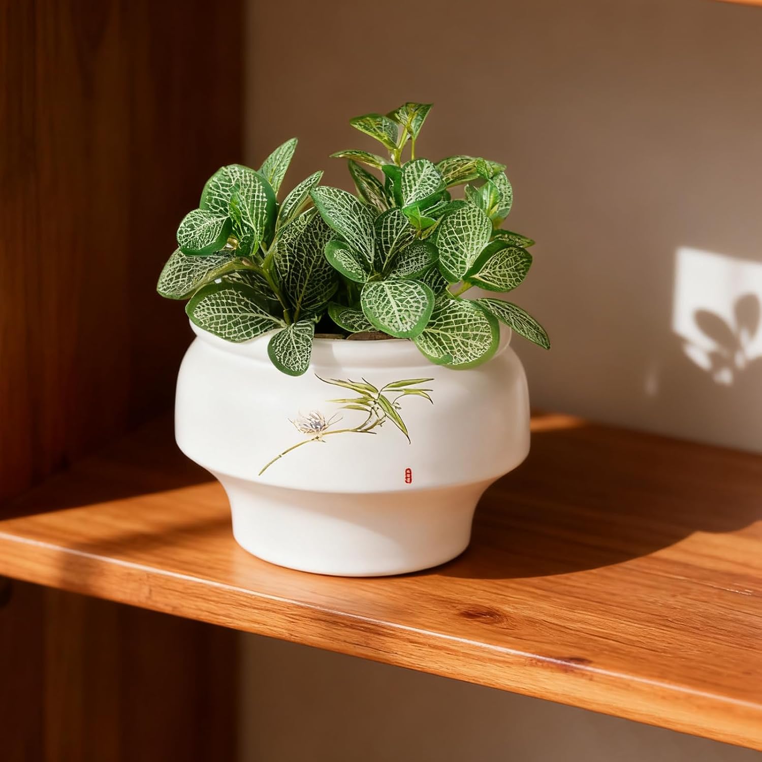 OXART Ceramic Plant Pot, 10/7.5/5.5 inch Large Plant Pot with Drainage, 3 Piece Planters for Indoor Plants, Modern Decor Home Office Garden Flower Pots for Indoor Outdoor Plants, White