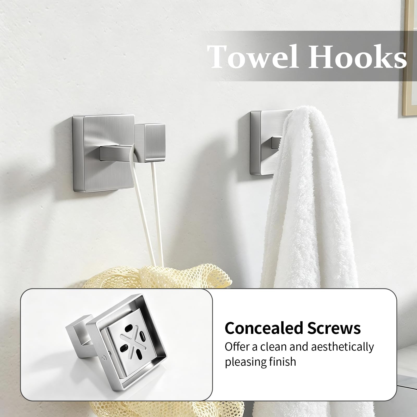 STWWO 5-Piece Bathroom Accessories Hardware Set Brushed Nickel — Amazon image 4