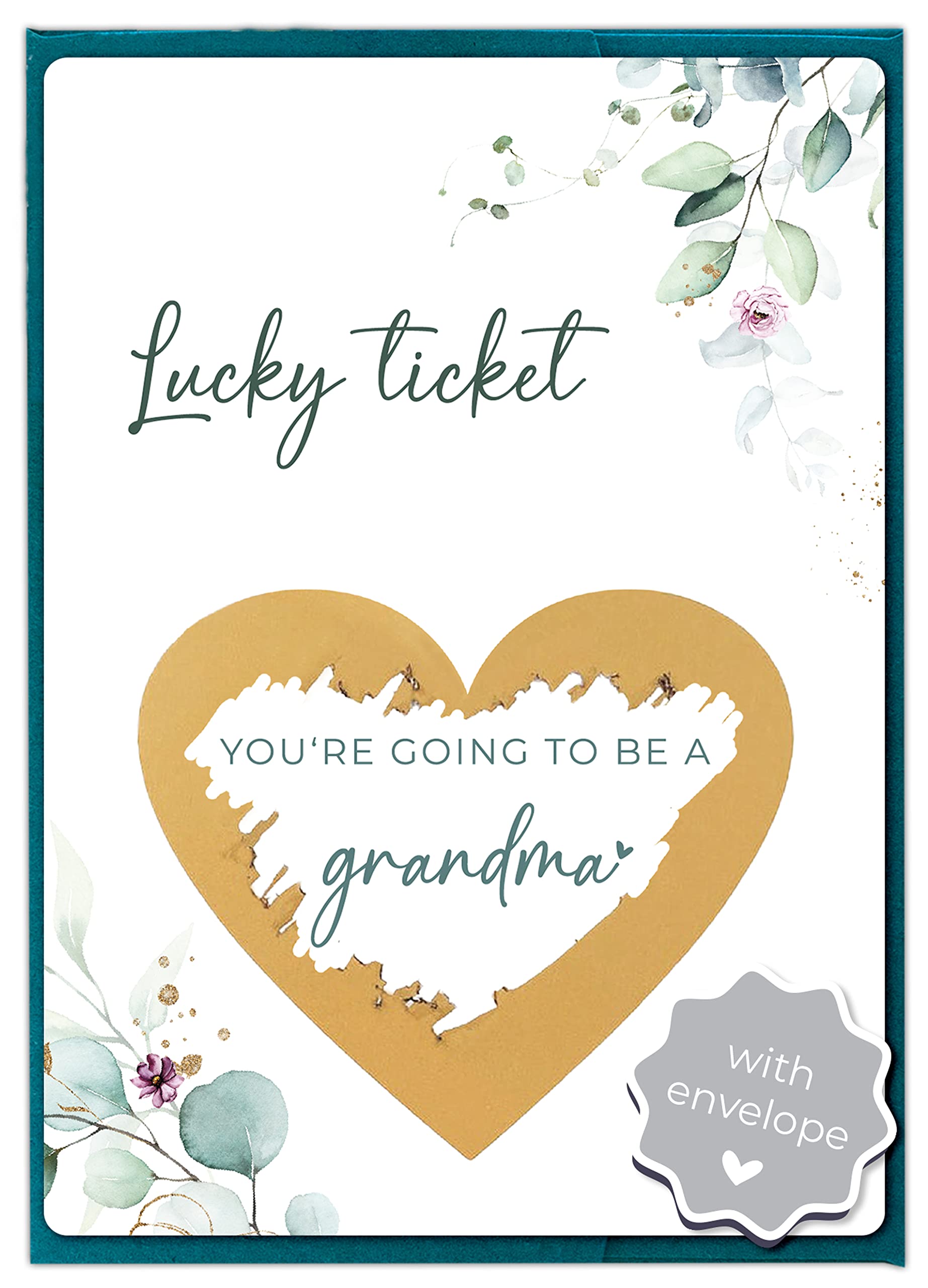 Joli Coon Pregnancy announcement scratch card - You are going to be a grandma - Baby announcement with envelope - Eucalyptus