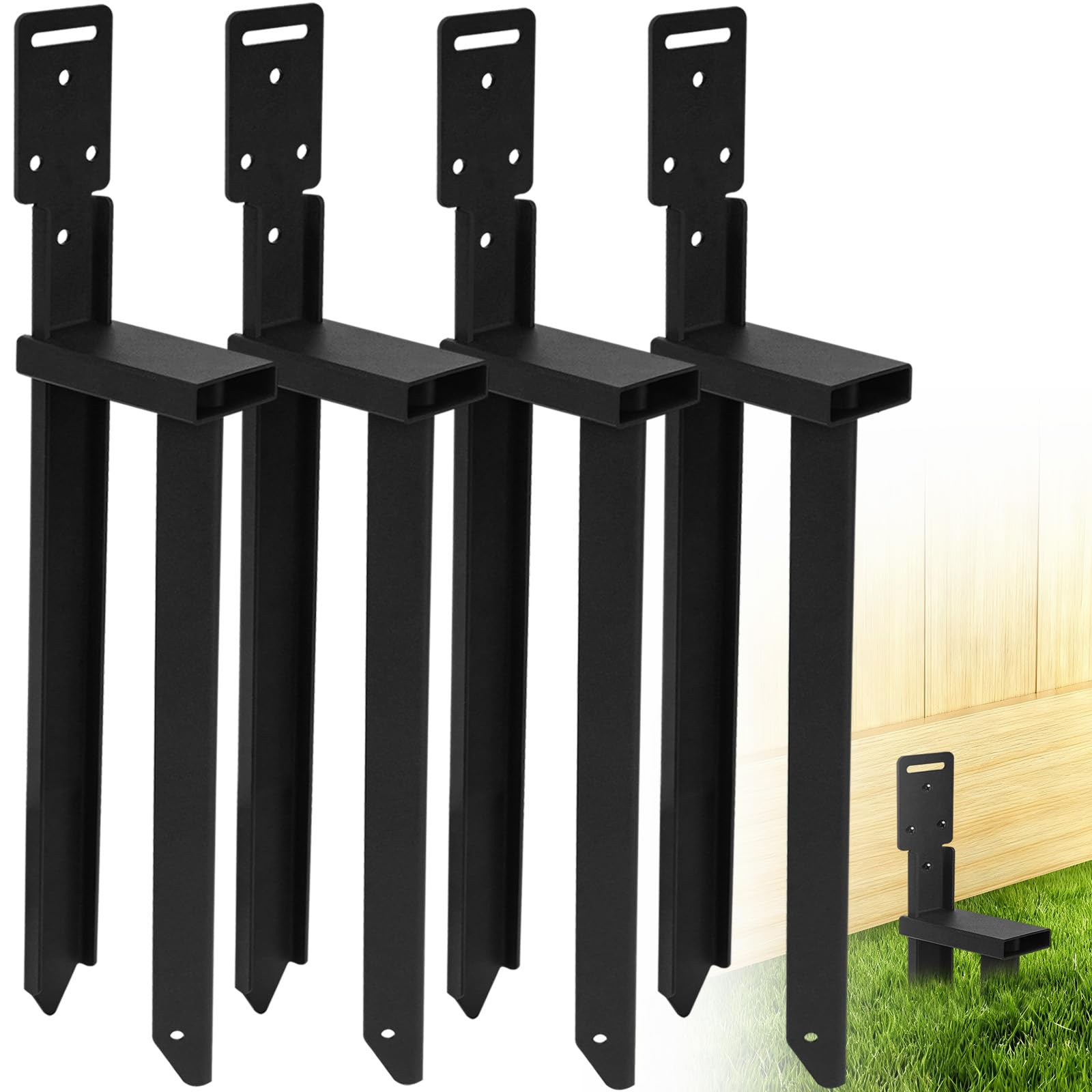 VANROUG 4 Pcs Tent Peg Heavy Duty, Fence Post Repair Kit, Mobile Home Anchors, Ground Anchors Heavy Duty for Swing Set, Fence, Tent, MobileHome, Carport