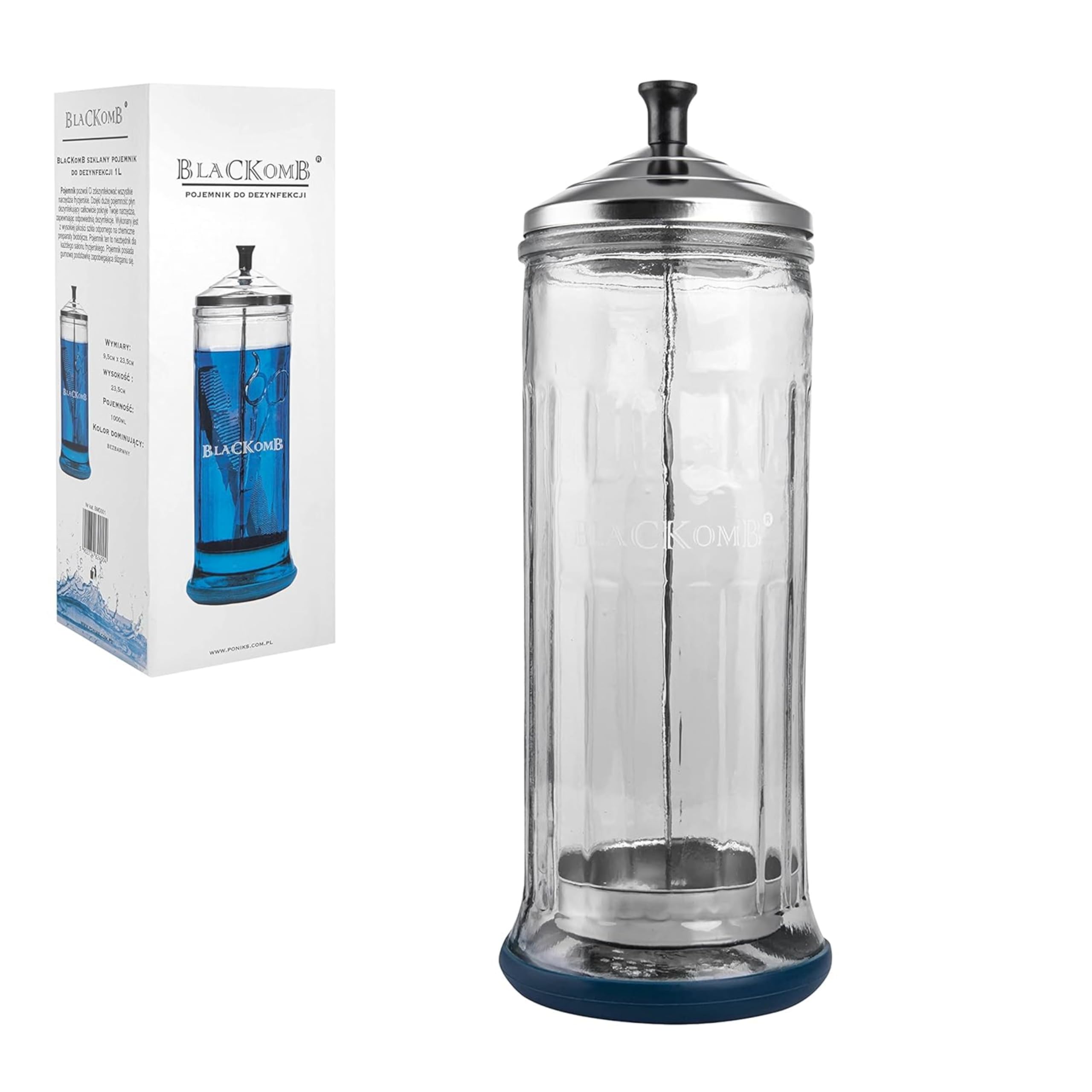 Desinfektionsmittel Glas 1L – Desinfektionsglas für Kosmetikstudio - Instrumentendesinfektion – Sterilisationsglas für Friseursalon – Barber Sterilisator aus Glas und Edelstahl