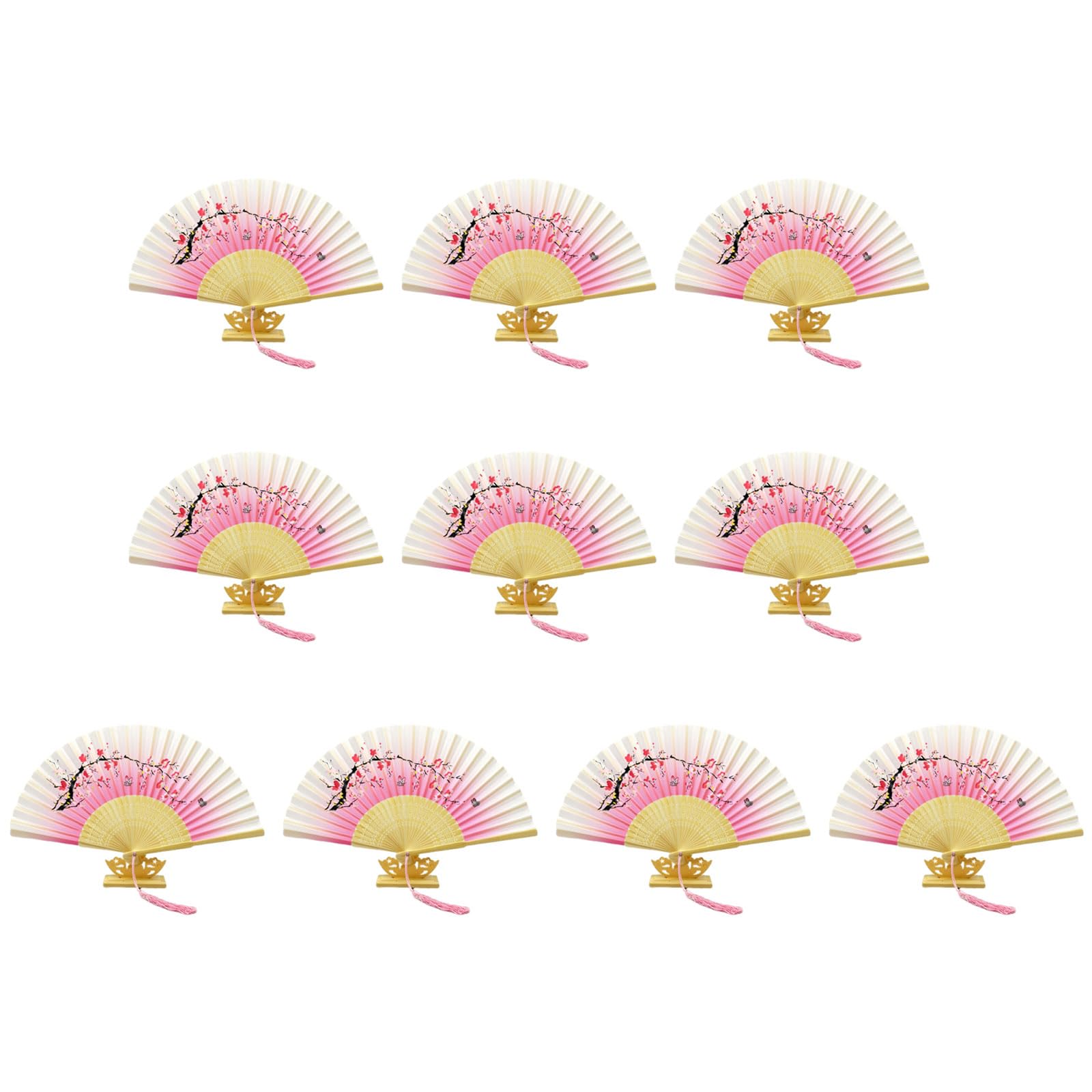 NRVTRE Of 10 Bamboo Fans, Handmade Chinese Folding Fan Performances Fan for Cooling, Decoration, and Collection Cooling