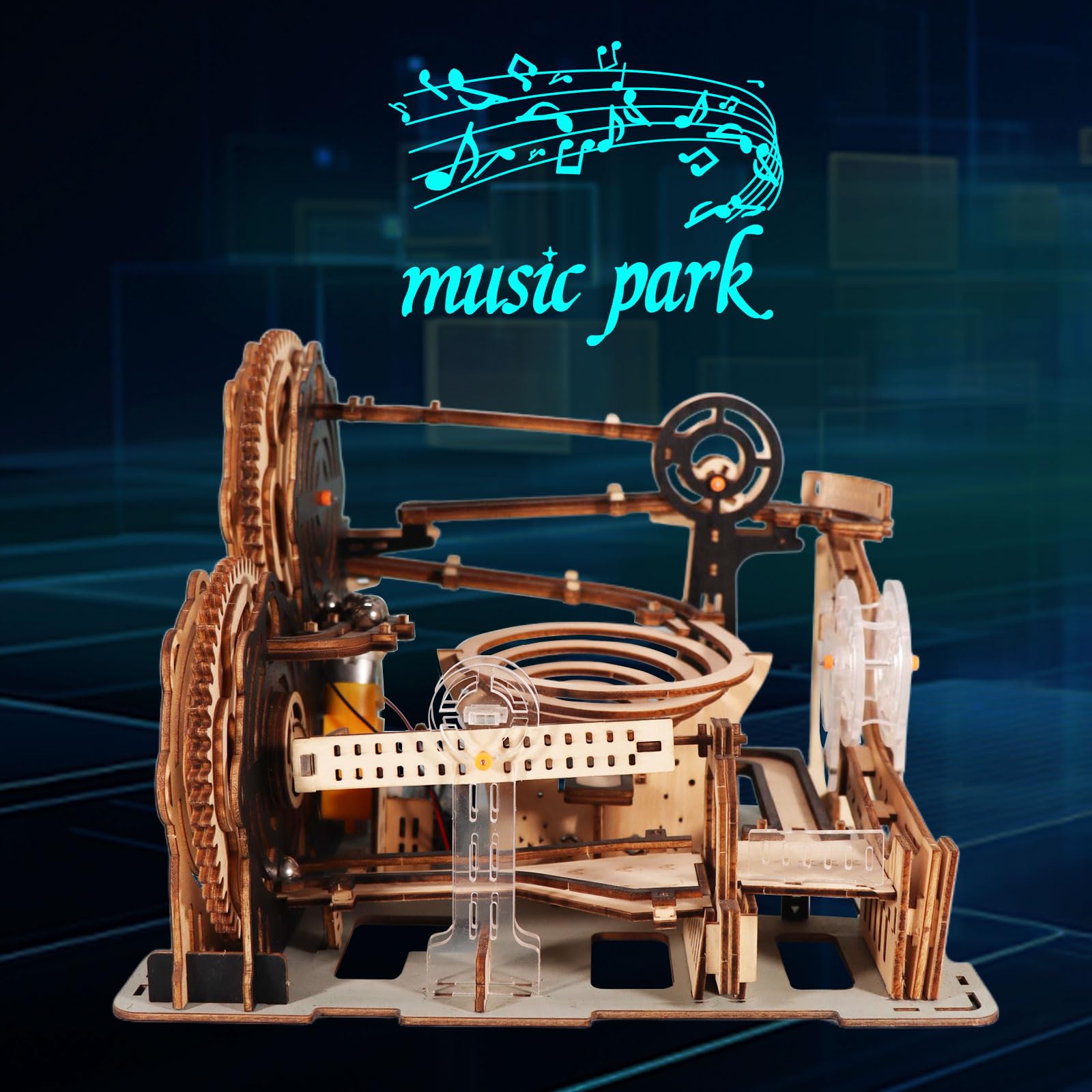 MUSIC PARK Manualidades y Maquetas para Construir Adultos Pista de canicas Puzzle 3D Madera Rompecabezas Adultos con Dos Rutas Creativas Regalo Ideal para Hombres y Adolescentes