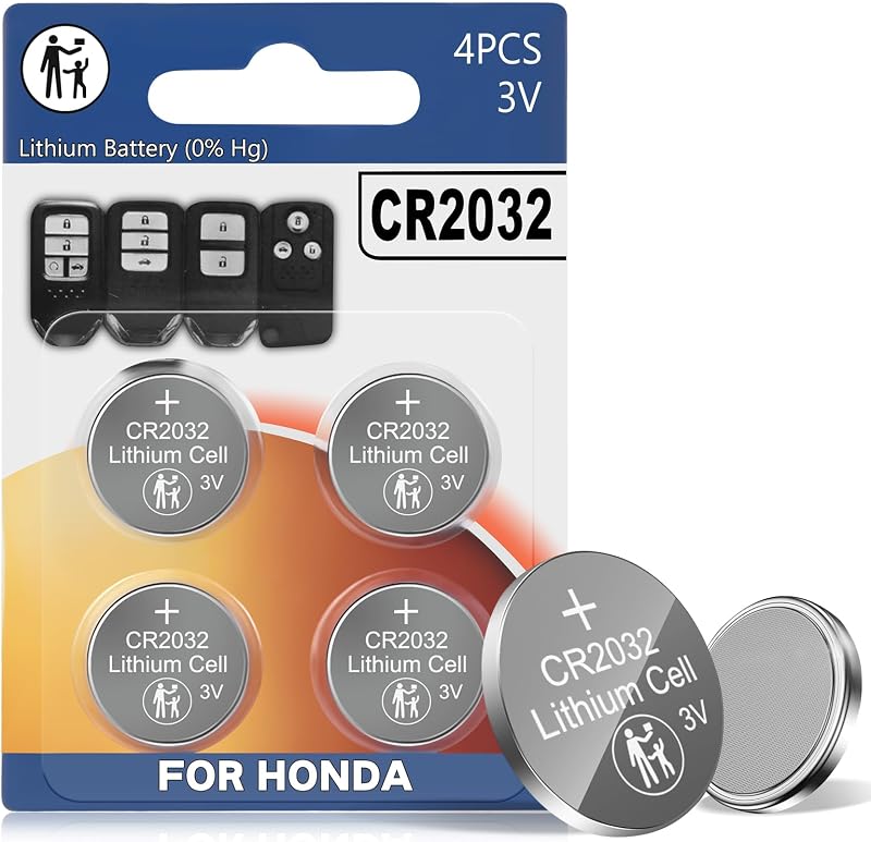 Bateria CR2032 para chave presencial Honda TOPUSSE 3 V – Pacote com 4 unidades