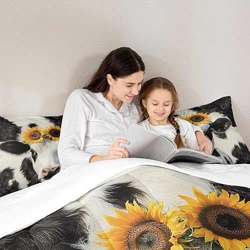 Miniatura 6 de Erosebridal Juego de edredón de flores de vaca de las tierras altas juego de ropa de cama con estampado de vaca juegos de cama y colecciones de