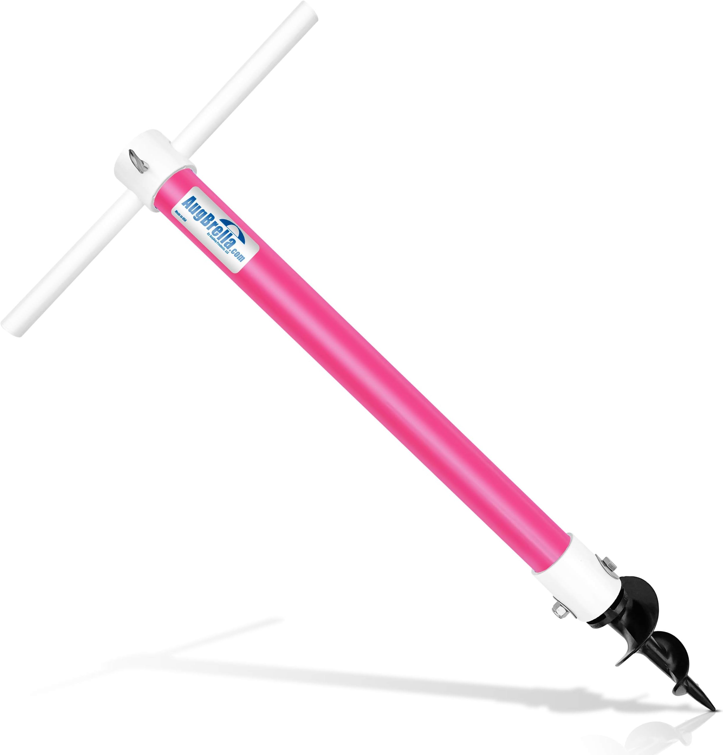 AugHog® AugBrella Commercial-Grade Beach Umbrella Sand Anchor Pink – Heavy-Duty 31″ Deep Auger with Stainless Steel Hardware – Fits Poles up to 1.6″ – UV & Impact Resistant – Made in USA (Pink)