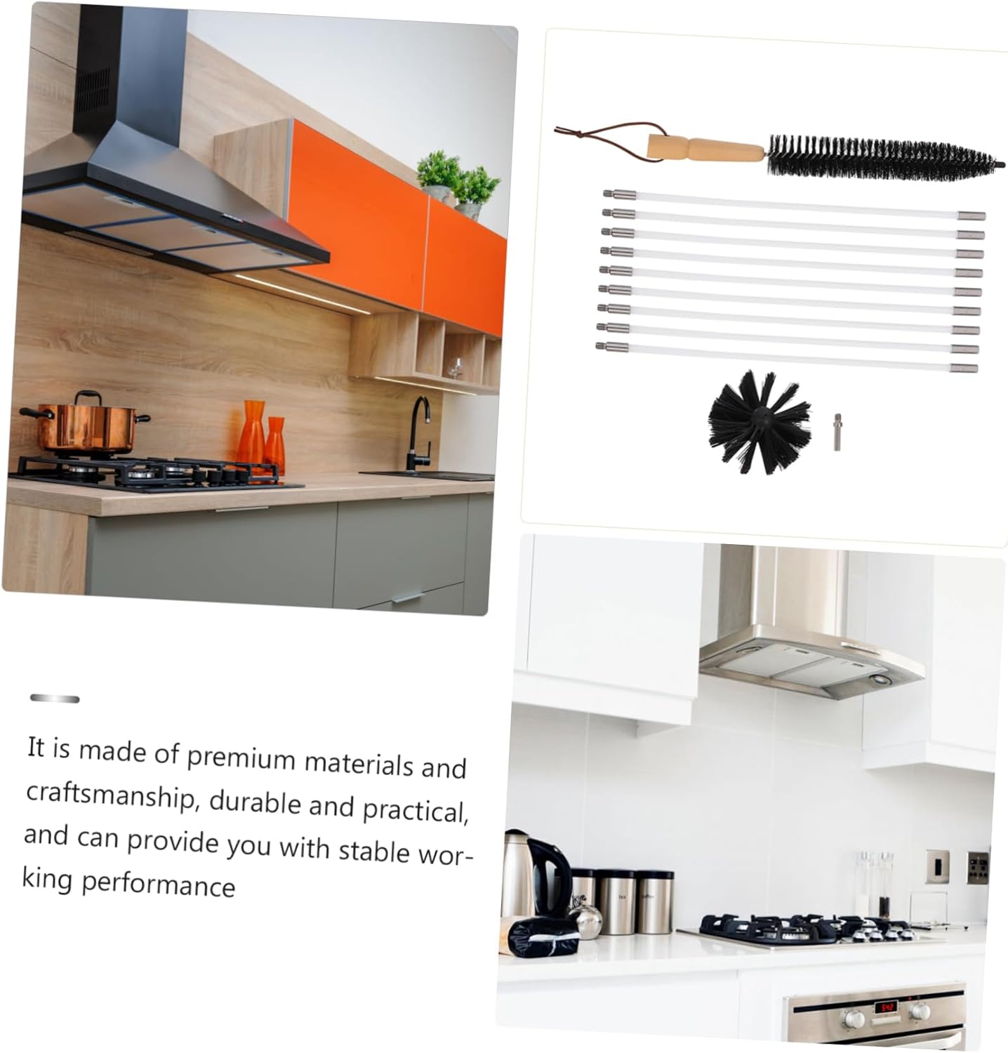 1 Set Chimney Brush Cleaning with Flexible Rods for Vent and Fireplace Maintenance Soot and Ash Removal Compatible with Power Drill