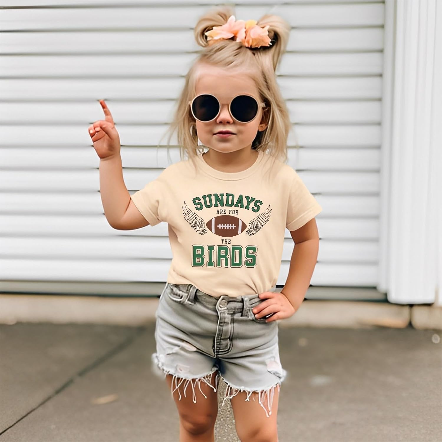MODNTOGA Toddler Girl Boy Game Day Football Graphic Shirt Sundays for The Birds T-Shirt Kids Rugby Sports Fans Tee Tops - Image 4