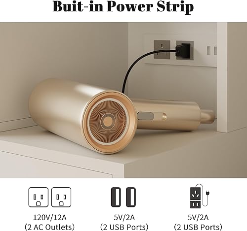 Miniatura 4 de Tocador de maquillaje de 48.8 pulgadas, escritorio grande con espejo y luces, escritorio de maquillaje con estación de carga, tocador con 7 cajones