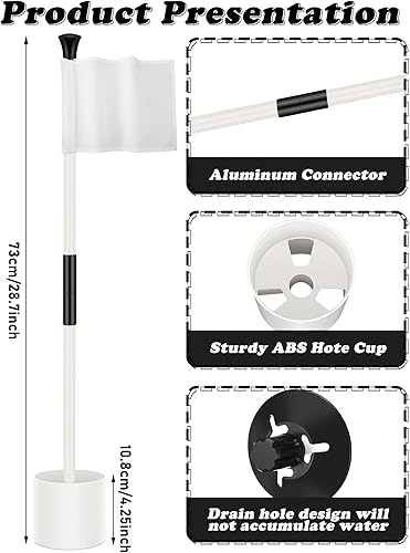 Miniatura 2 de Pelopy Juego de 3 palos de golf para poner golf, palo de bandera verde para patio, portátil, fibra de vidrio, 2 secciones para astillar, campo de