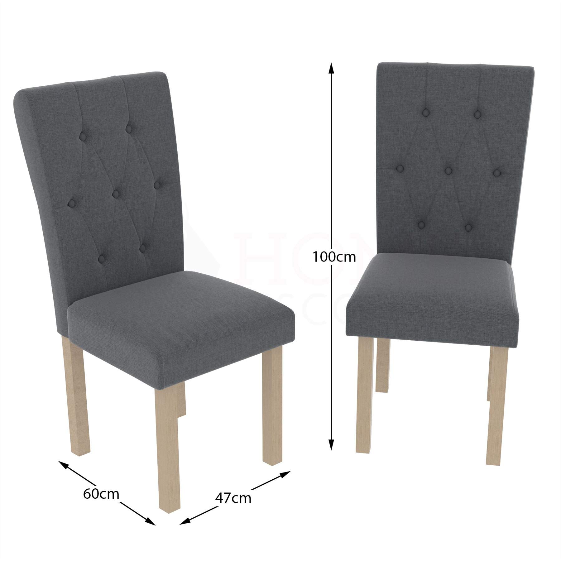 Vida Designs Medina 4 Seater Dining Table Oak & Horton 4 Fabric Grey