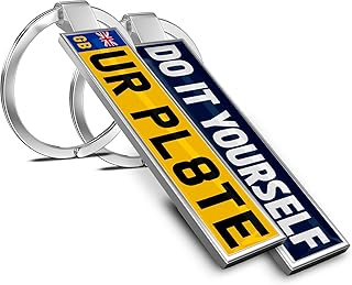 SONZE Personalised Keyring Number Plate with Name Text Logo & Photo - Double-Sided Custom Car Reg License Plate Keychain- Customised Gift for Car Fans & Drivers