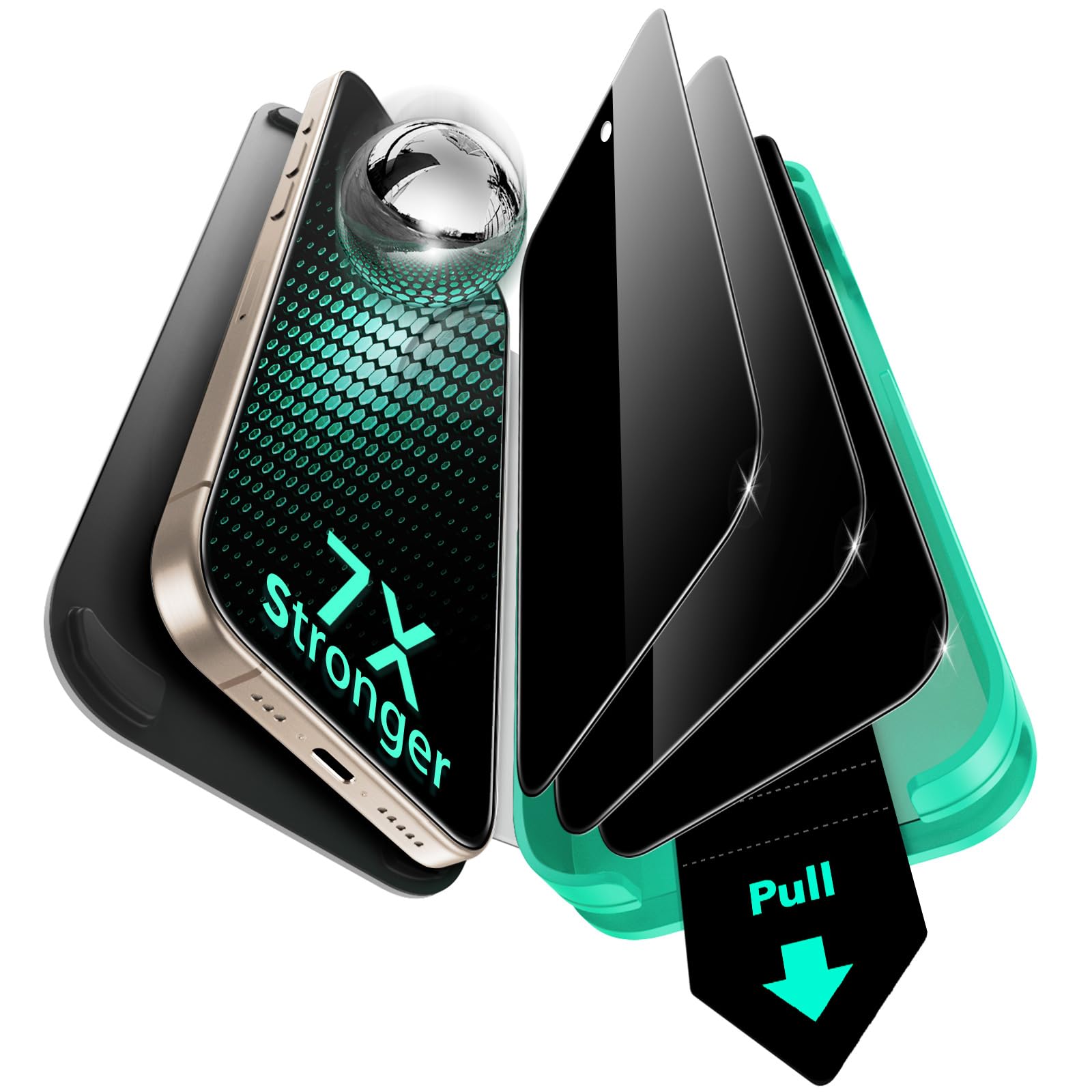 ESR Privacy Pellicola per iPhone 16 Pro Max, Vetro temperato 9H+, Zero bolle e polvere, Protezione di grado militare, Durevole con strumento di installazione facile, 3 Confezioni