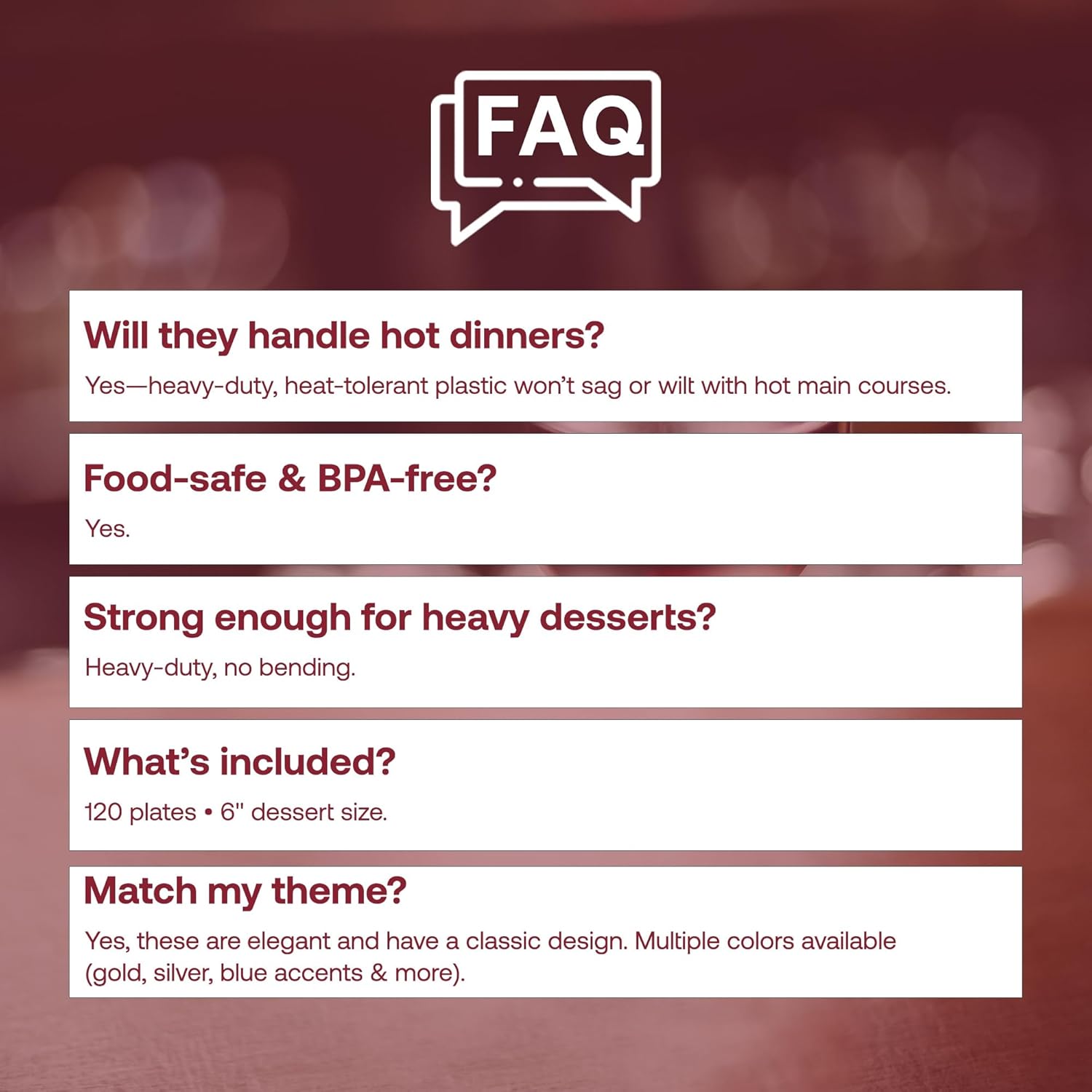 Smarty Had A Party 120 Pcs Elegant Disposable Dessert Plates, 6" Heavy Duty Fancy White Plastic Plates with Gold Rim for Appetizers, Salads, and Cakes