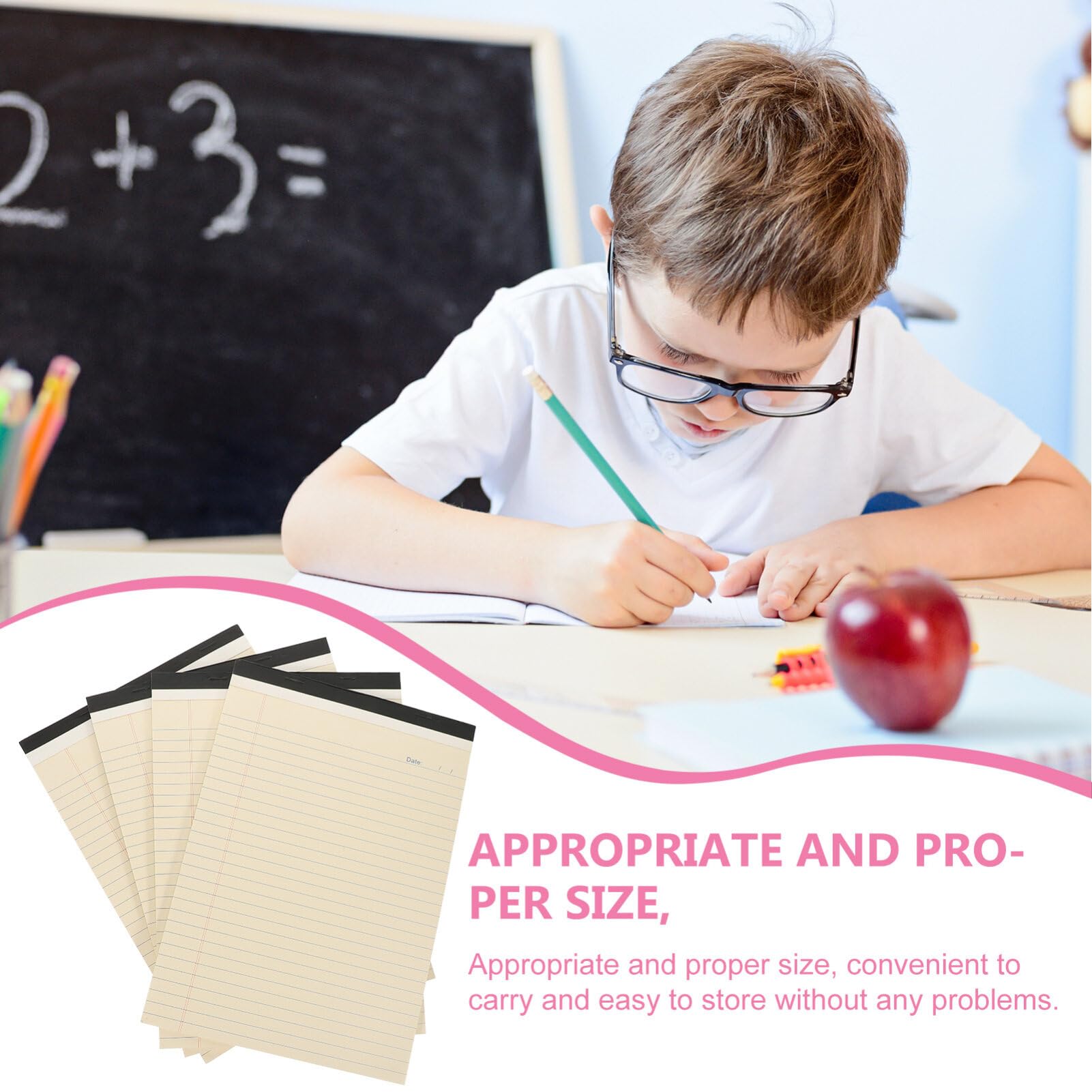 NUOBESTY Blocco Note Beige Formato A4 4 Pezzi Carta a Righe, Facile da Scrivere e Portatile, come To Do List Notepad e Planning Notepad per Ufficio e Scuola