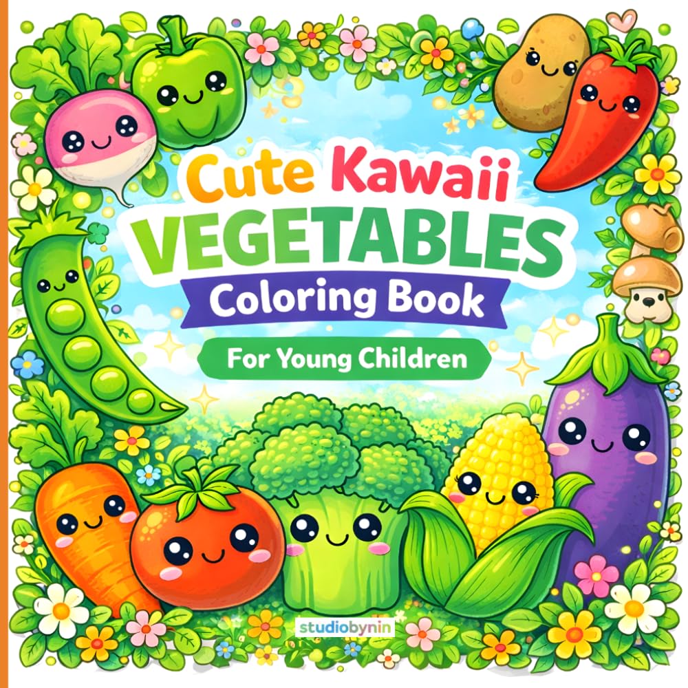 Cute Kawaii Vegetables Coloring Book