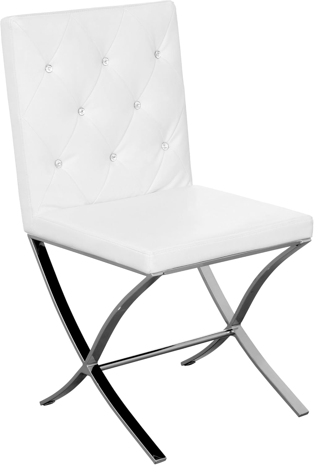 Premier Housewares White Leather Effect Dining Chair with Stainless