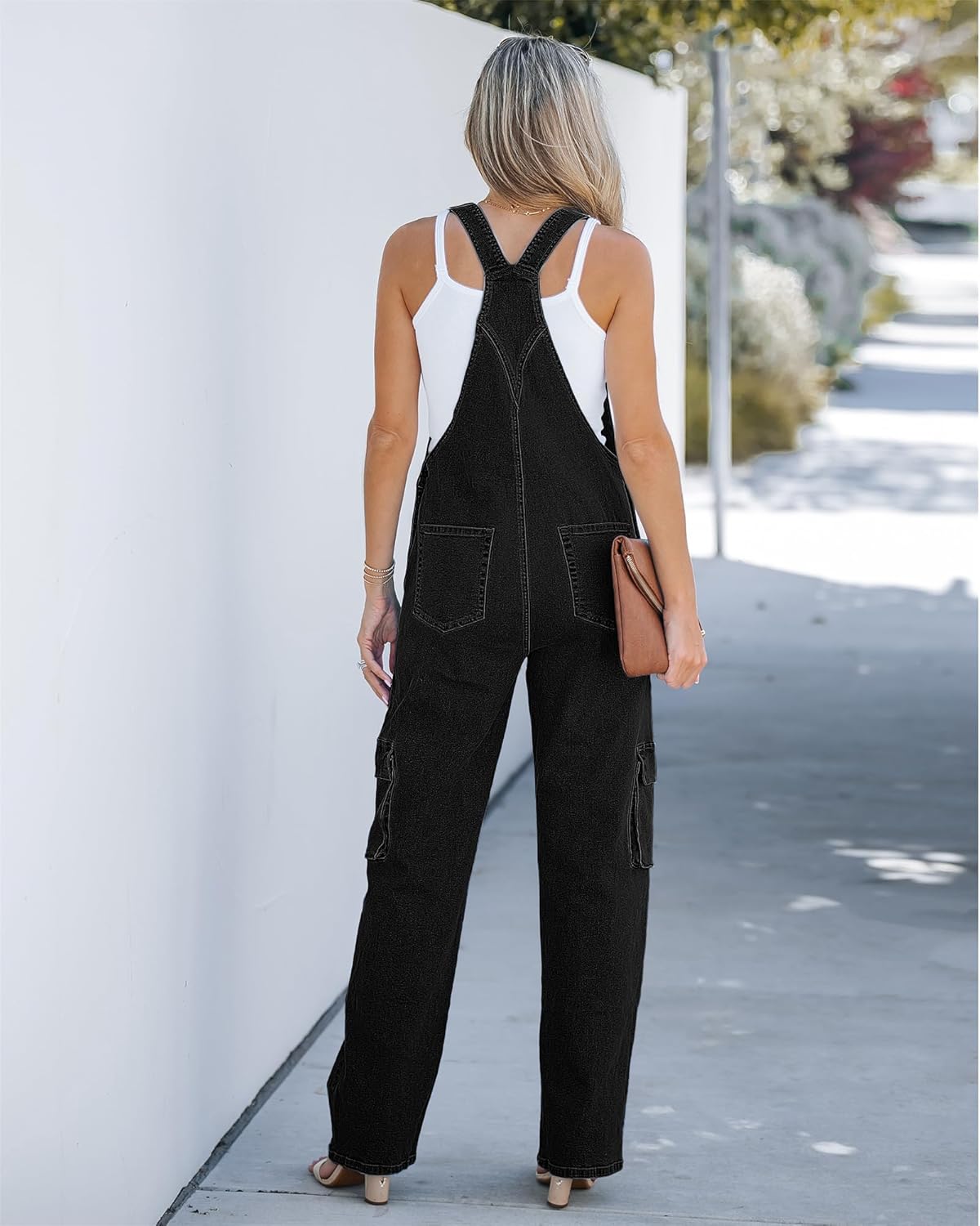 luvamia Cargo Jean Overalls for Women Wide Leg Bib Utility Stretchy Denim Jumpsuit Overall Loose 90s Trendy - Image 2