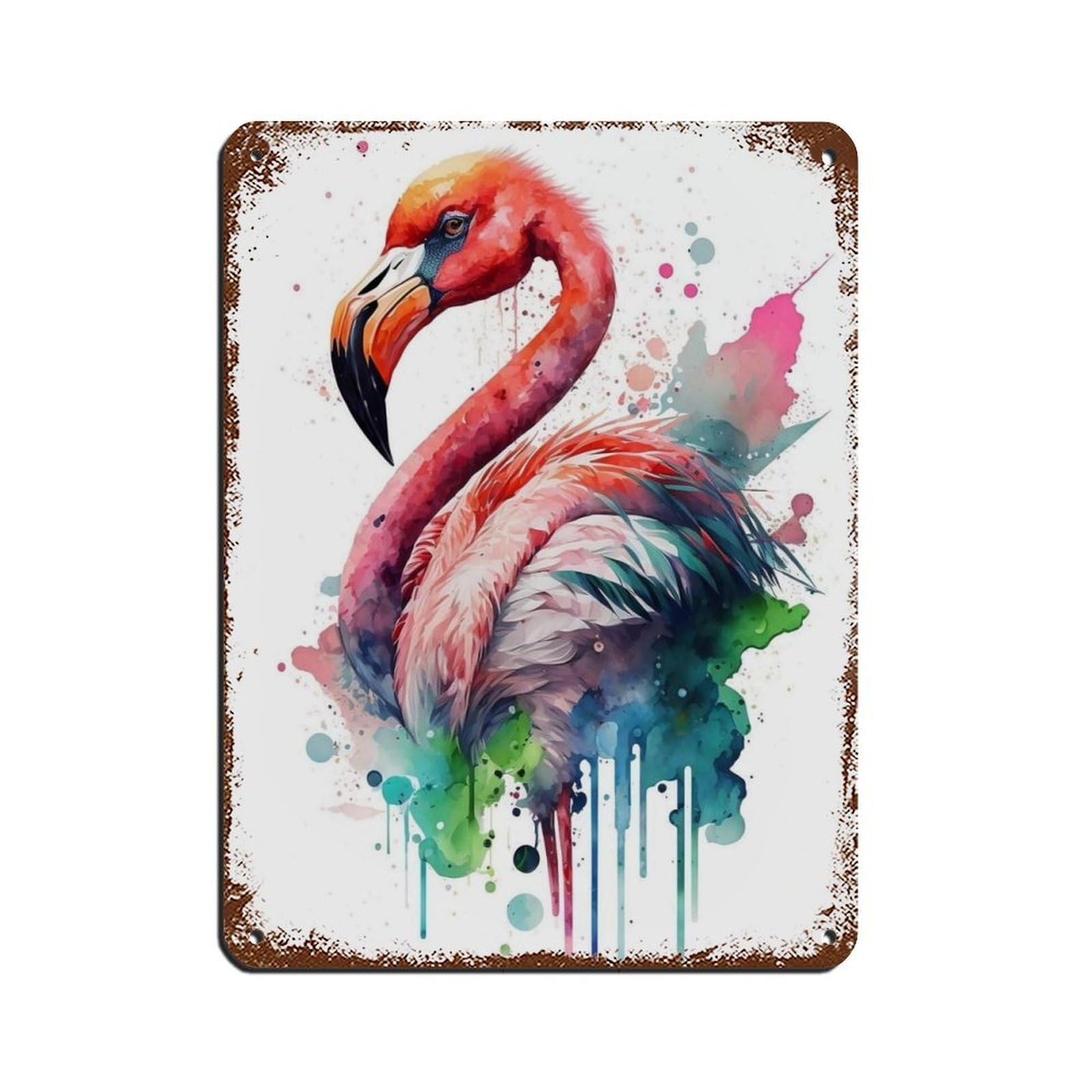 Watercolor Flamingo, Art Poster Retro Poster Metal Tin Sign Chic Art Retro Iron Painting Bar People Cave Cafe Family Garage Poster Wall Decoration 12x16inch(30x40cm)