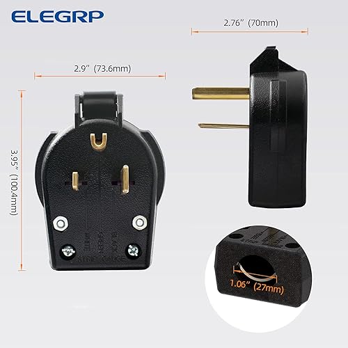 Miniatura 5 de ELEGRP Enchufe NEMA 6-30P y NEMA 6-50P, enchufe de ángulo resistente de hoja recta, enchufe de alimentación de 30 amperios 50 amperios 250 V de 3