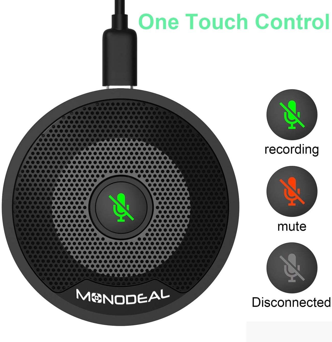 Monodeal Microfono USB, microfono da conferenza con pulsante mute, altoparlante per conferenze e microfono aggiornato USB per computer portatile, microfono per computer zoom, scuola virtuale, video