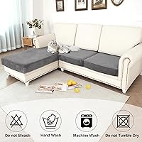 Vista 4 de NAISI Waterproof Couch Cushion Covers Thick Velvet Fabric Washable Sofa Slipcovers Sectional Couch Covers for 3 Pieces Separate L Shape Couch Cover