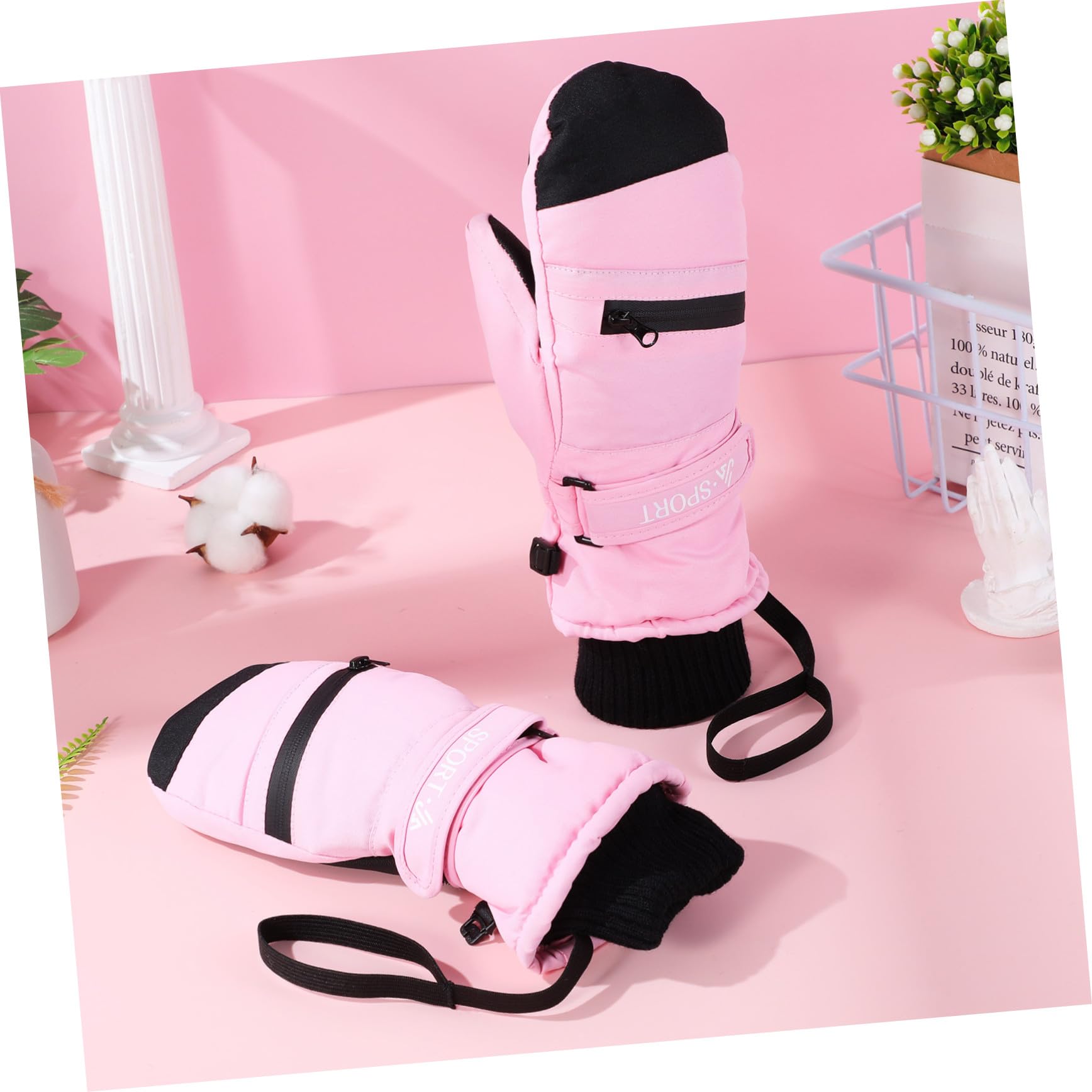 Mipcase Guantes Térmicos para Mujer Impermeables y Cálidos Mitones Táctiles Resistentes al Agua para Invierno Senderismo Paseos con Perros y Actividades Talla S Rosa