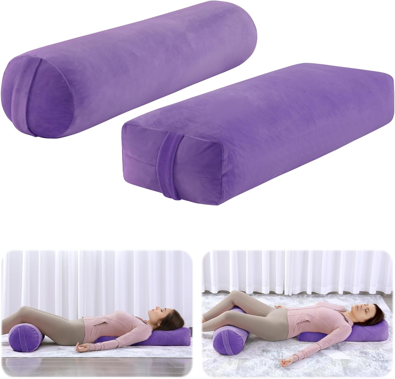 ROYALAY 2 Pcs Yoga Bolster Pillow for Restorative Yoga